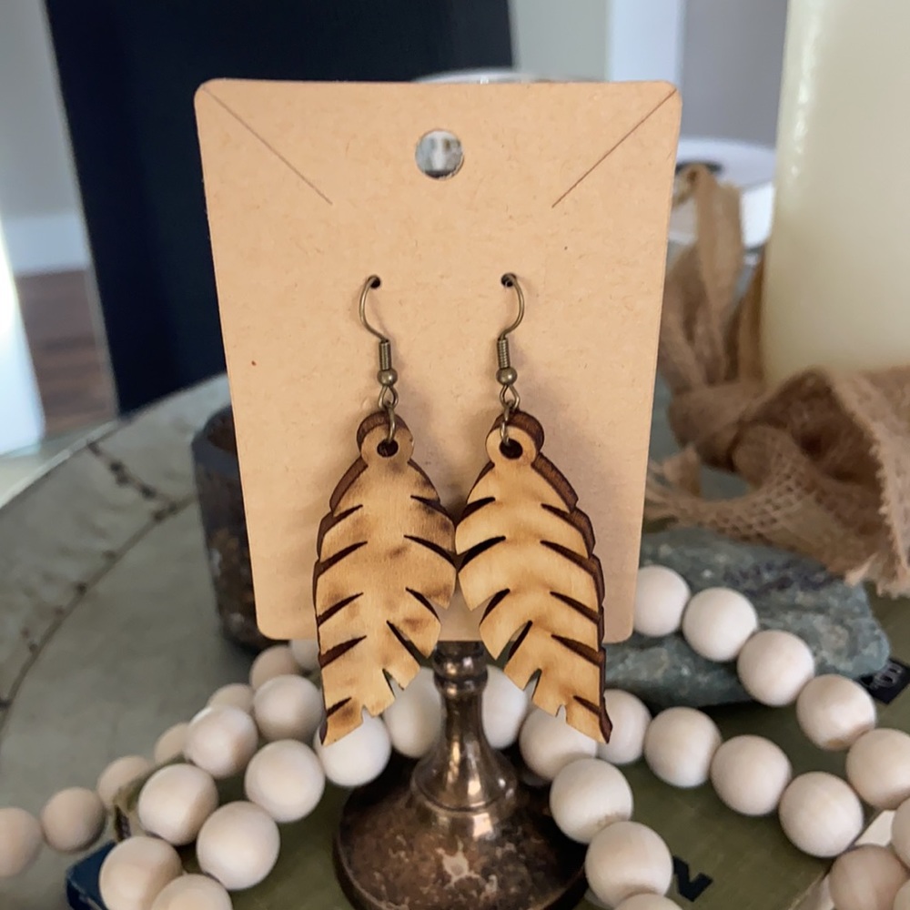 Wooden laser cut earrings